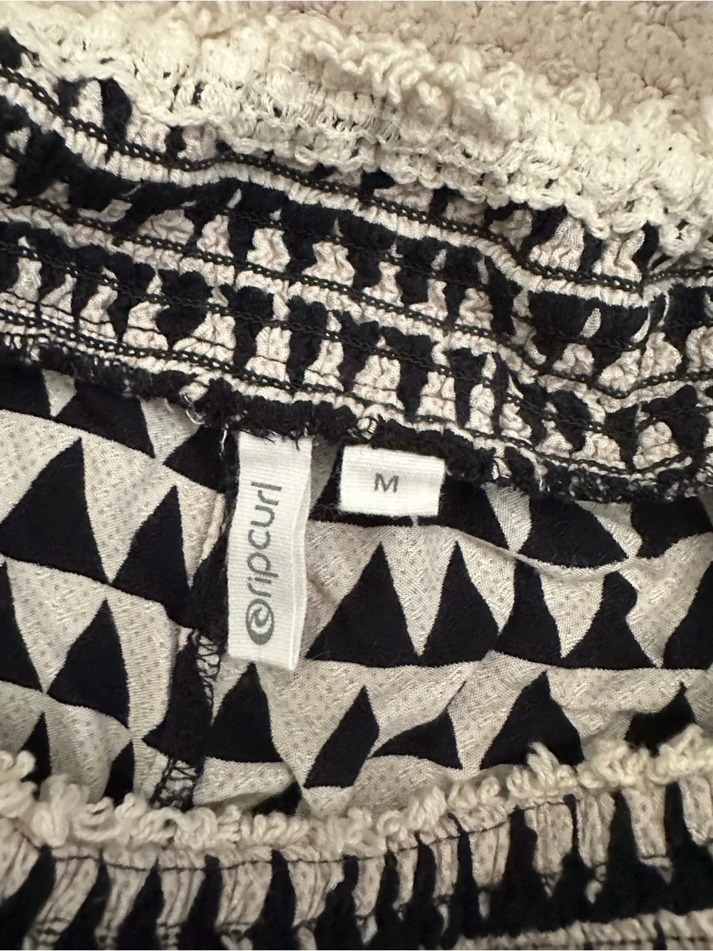 Rip Curl Black & White Geometric Tassel Shorts